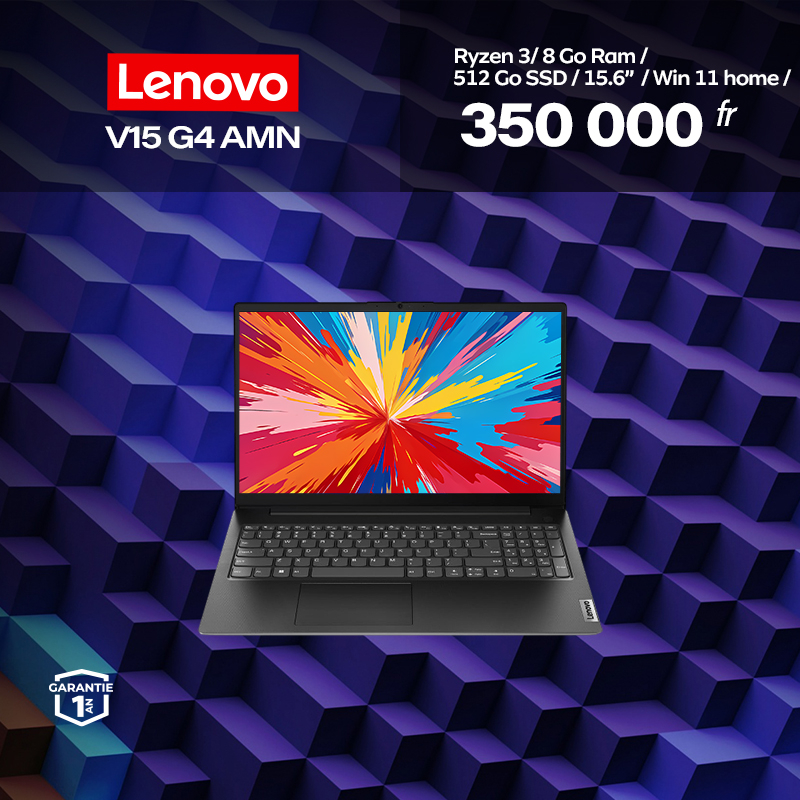 ORDINATEUR LENOVO V15 G4 AMN VUE DE FACE ORDINATEUR LENOVO V15 G4 AMN VUE DE FACE